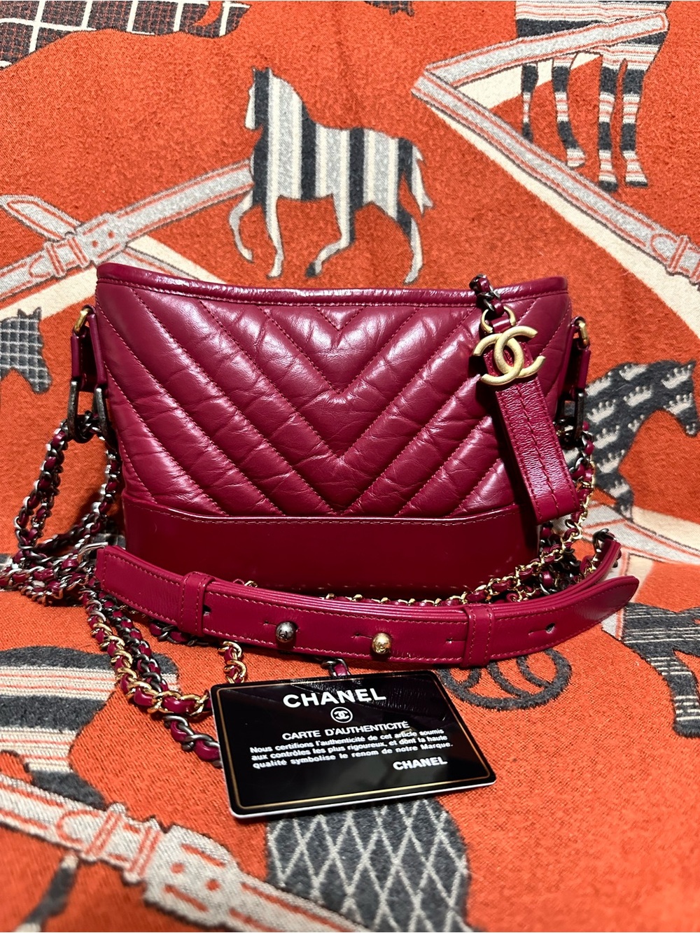 CHANEL ❤️🌟26820698 CHEVRON GABRIELLE BAG IN FUCHSIA COLOR⭐️